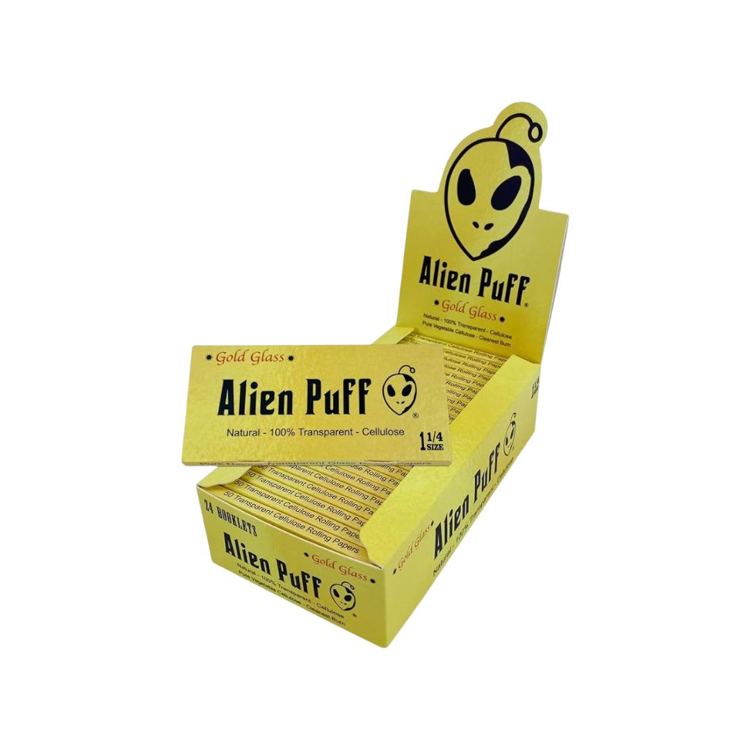 Alien Puff 1.25 Size Transparent Glass Papers Pack 24 Booklets (HP126)