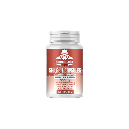 Silverback  600mg Cordyceps + Fenugreek Infused Shilajit Capsules - 60 Caps